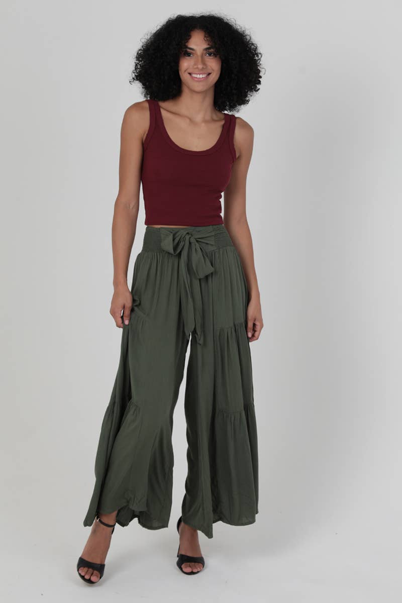 B3663-ASIS TIE WAIST WIDE LEG PANTS