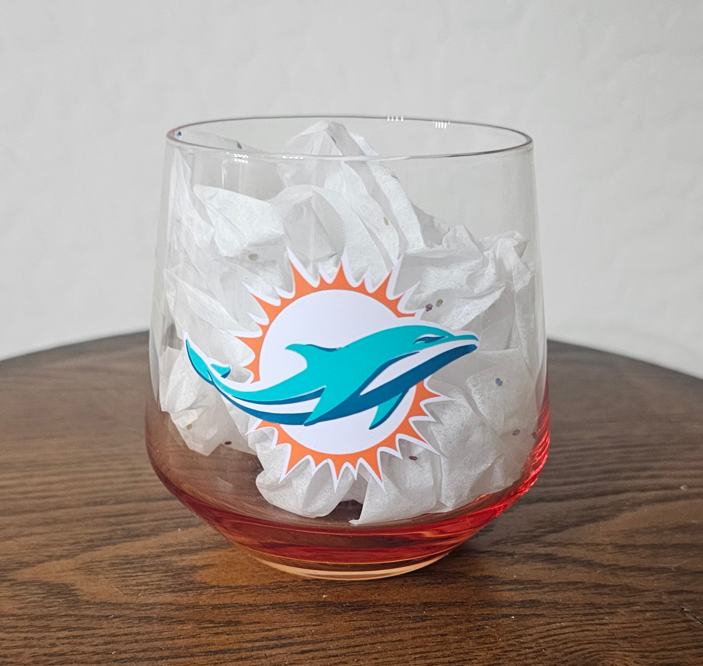 ORANGE GLASS DOLPHINS 10 OZ