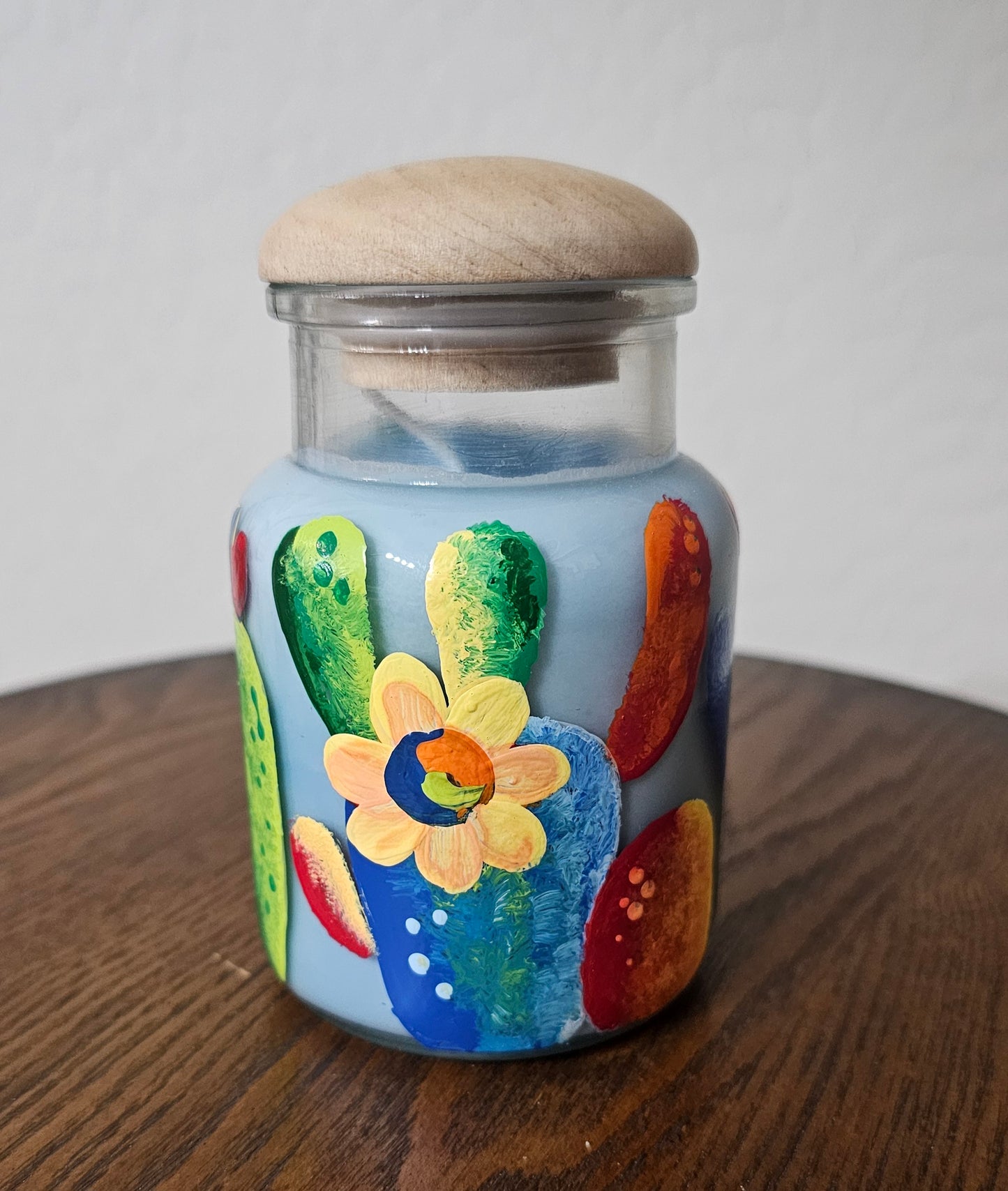 Handpainted Cactus Candle Jar
