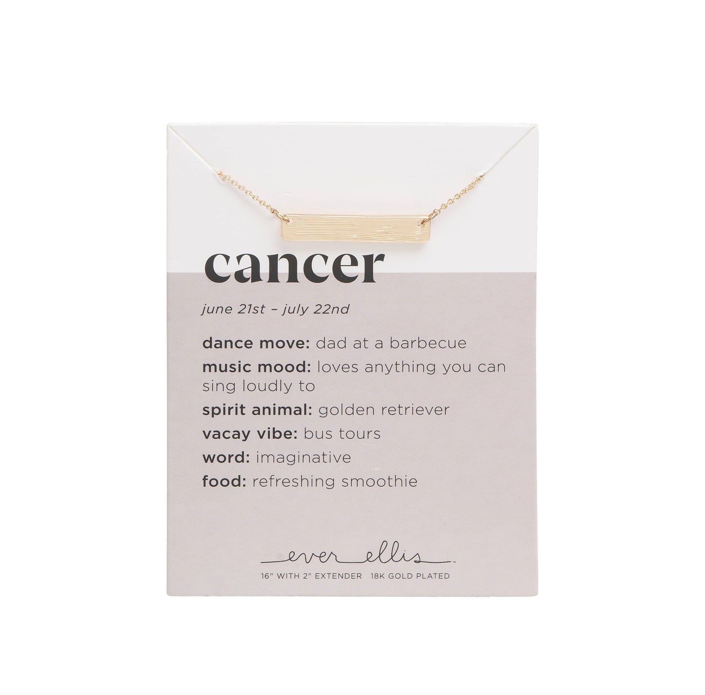 SALE Metal Gold Cancer Zodiac Necklace