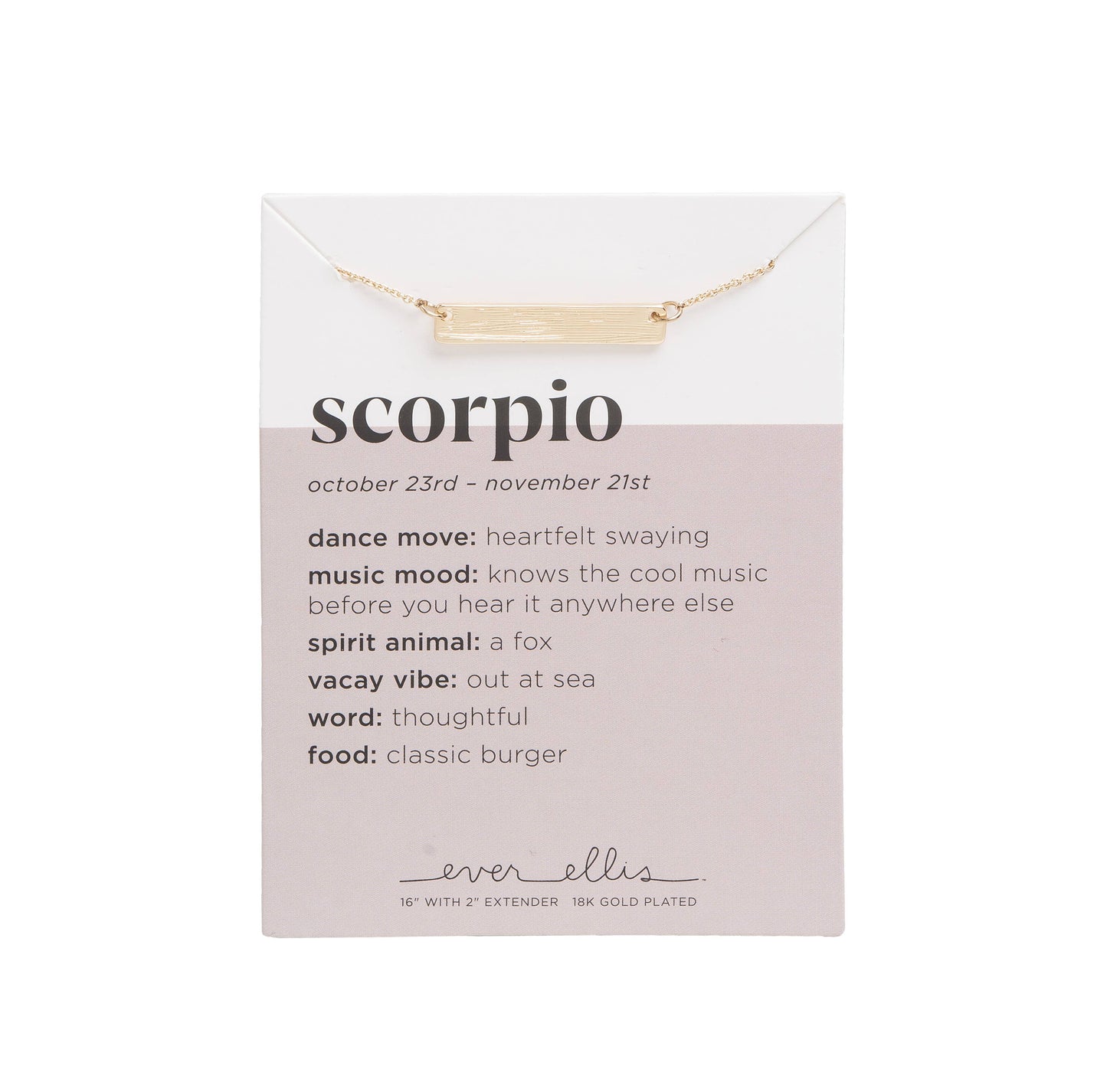 SALE Metal Gold Scorpio Zodiac Necklace