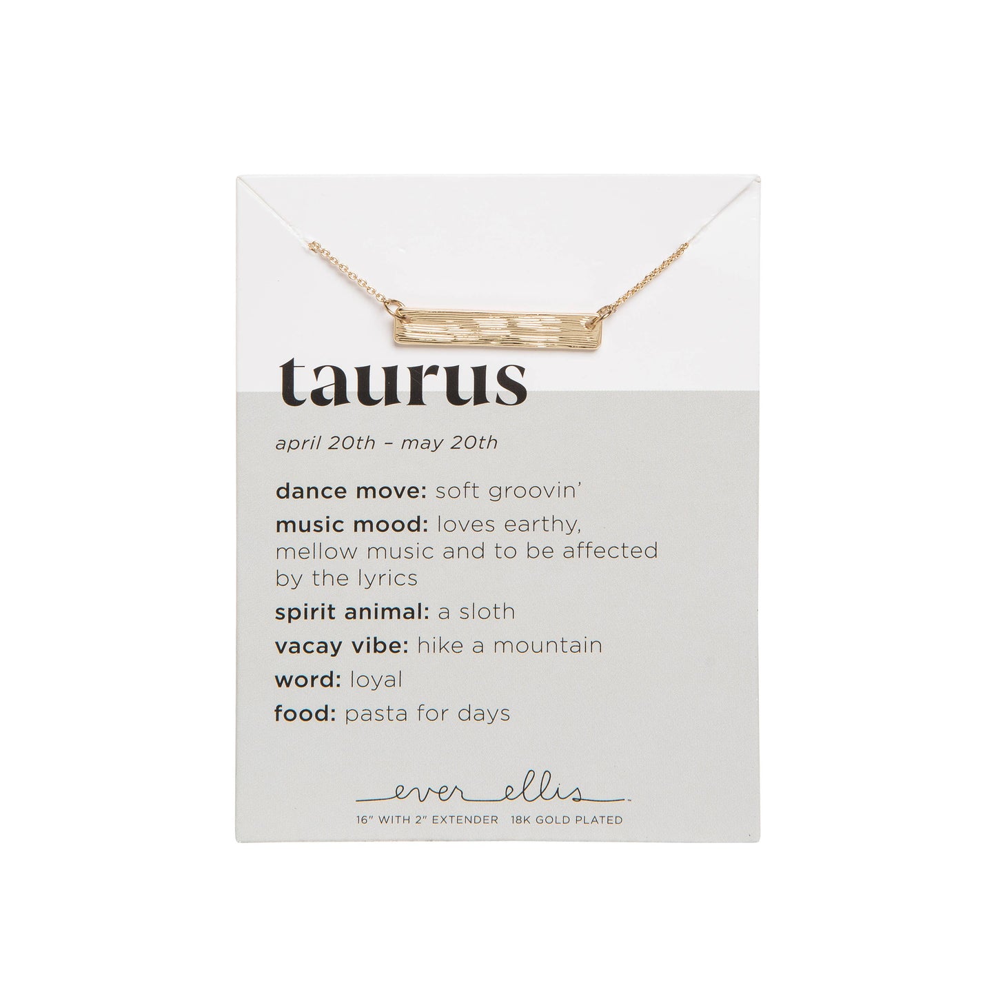 SALE Metal Gold Taurus Zodiac Necklace