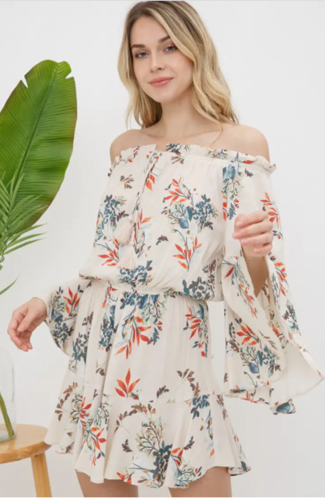 Off The Shoulder Ruffle Detailed Romper