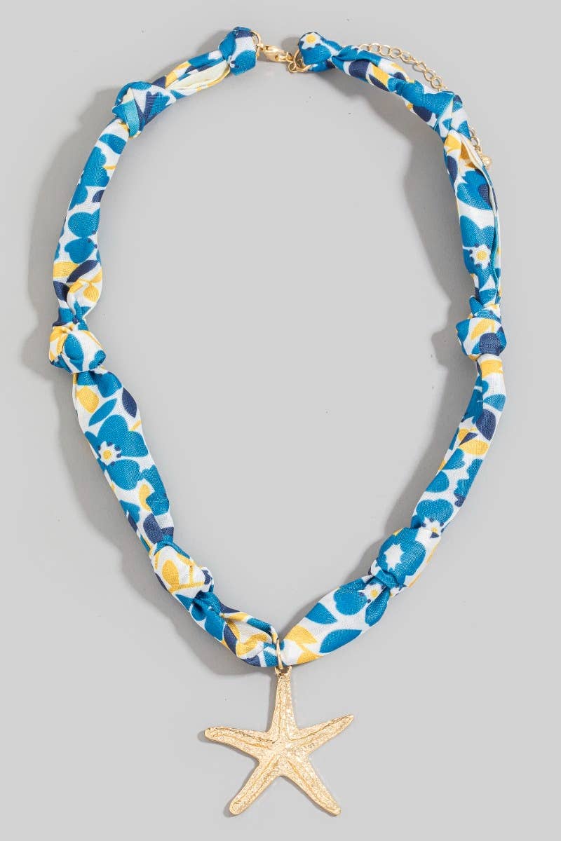Metallic Pendant Knotted Bandana Necklace