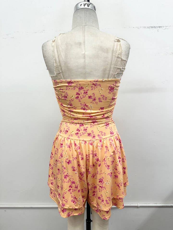 Sunlit Blossom Strapless Romper