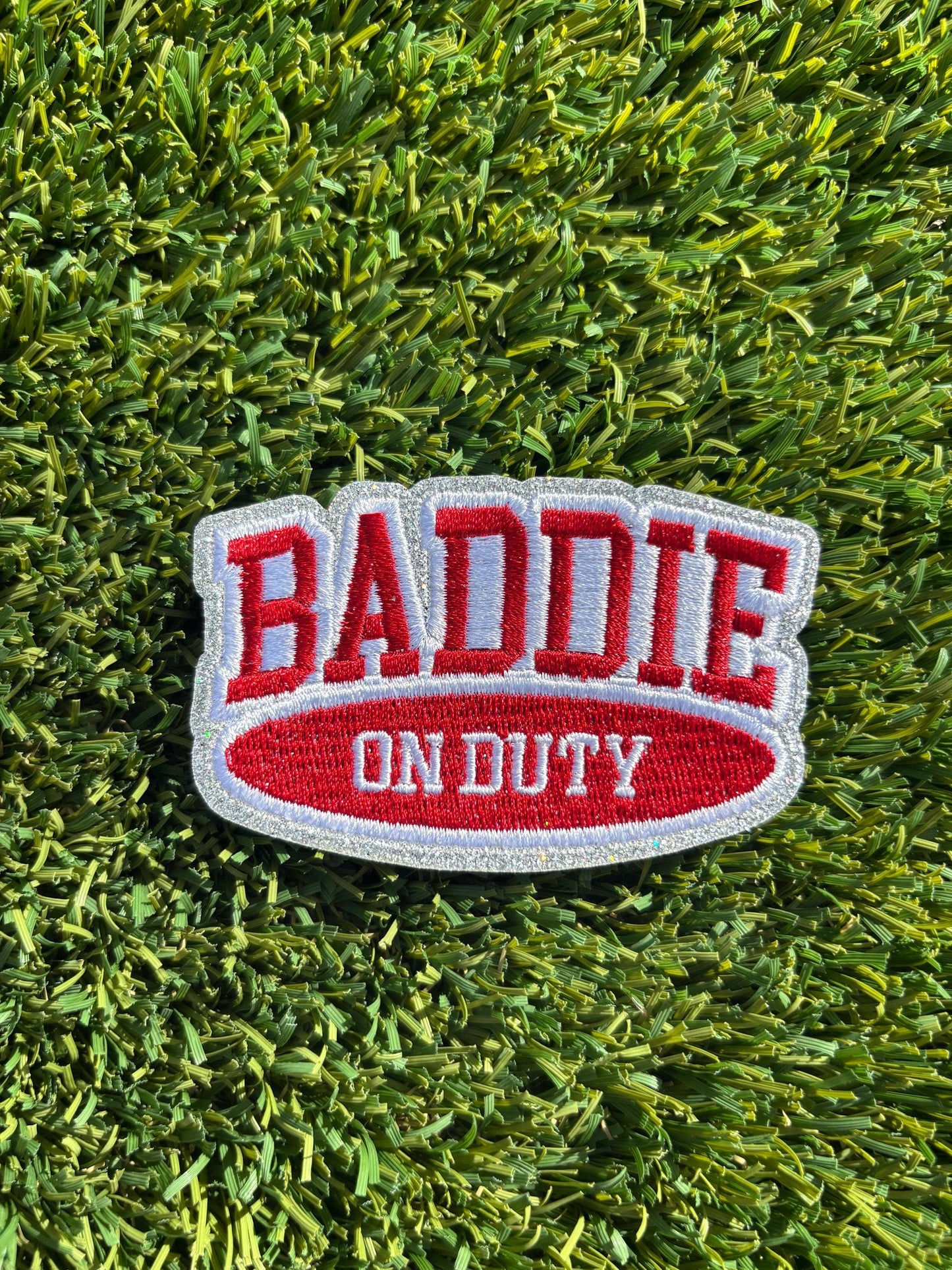 Baddie On Duty Glitter Embroidered Patch