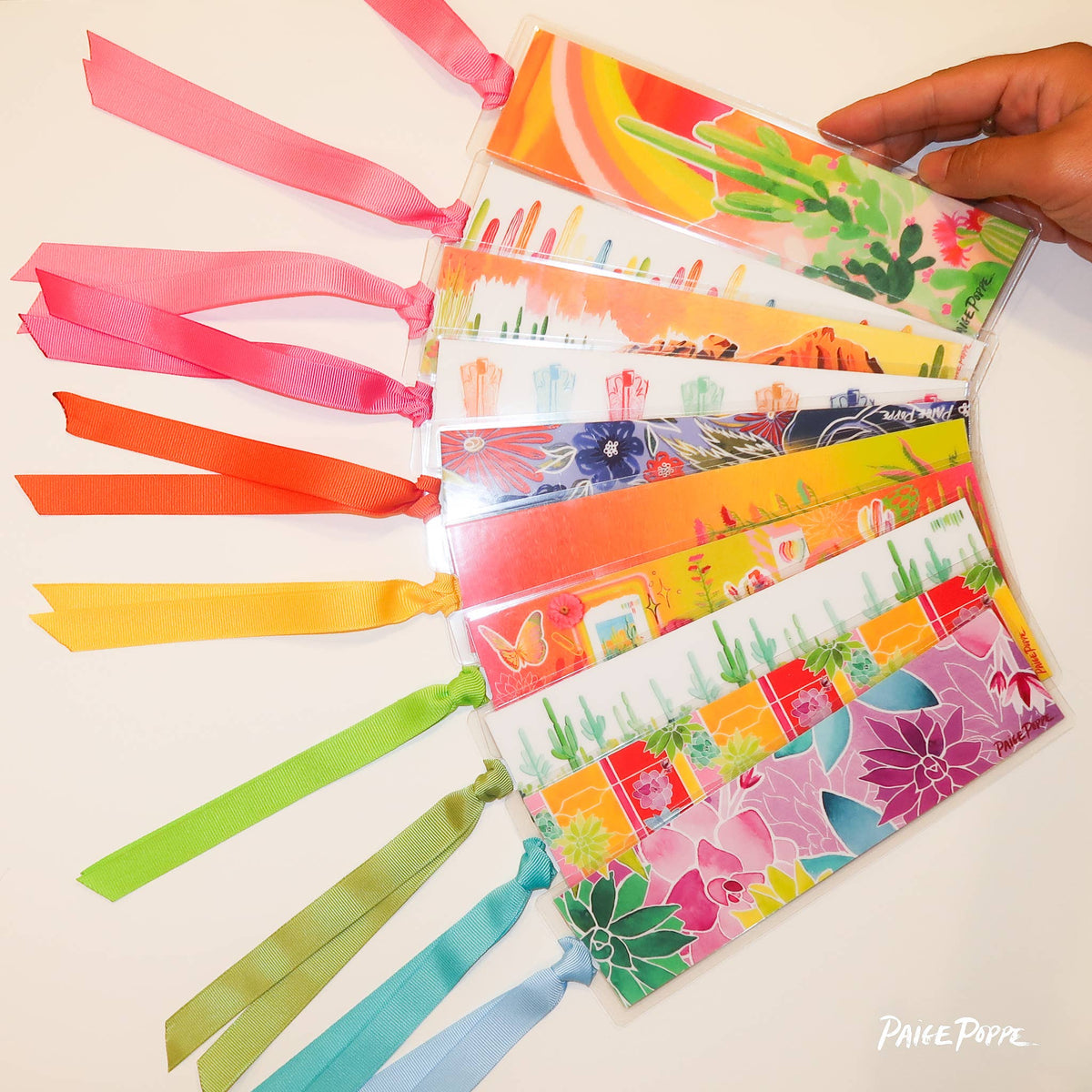 "Rainbow Saguaros" Ribboned Bookmark