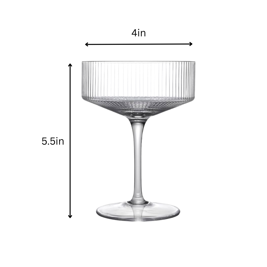 Clear Ribbed Martini Coupe Glass - 9.5oz (1pc) 6