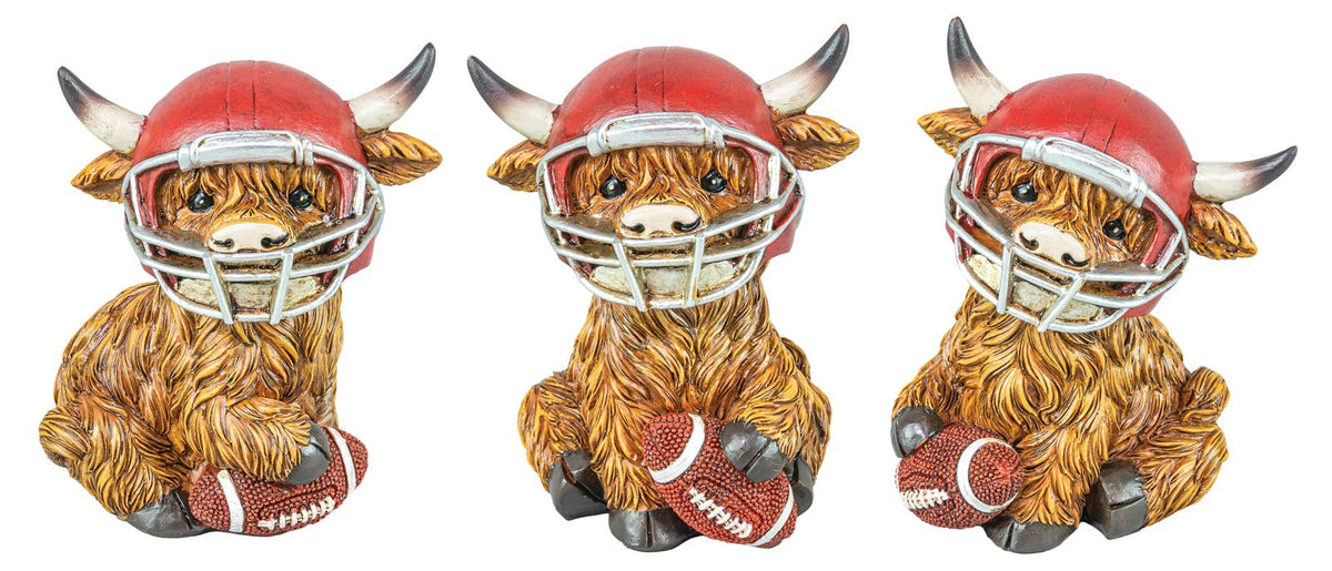 Gridiron Football Highland Cow Tabletop 3 Assorted