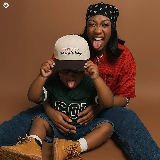 Kid/Baby 2-Tone Cap: Certified Mamas Boy Brown/Beige