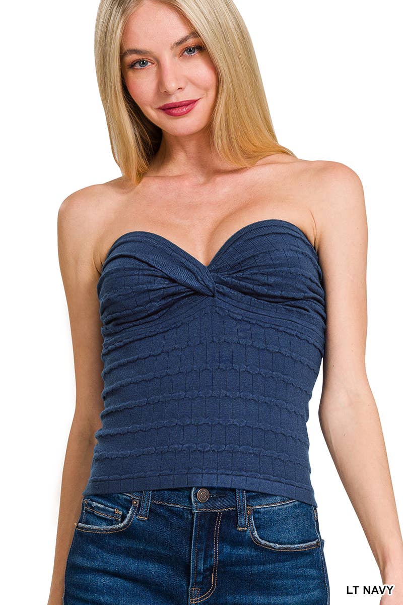 Viscose striped sweater tube top