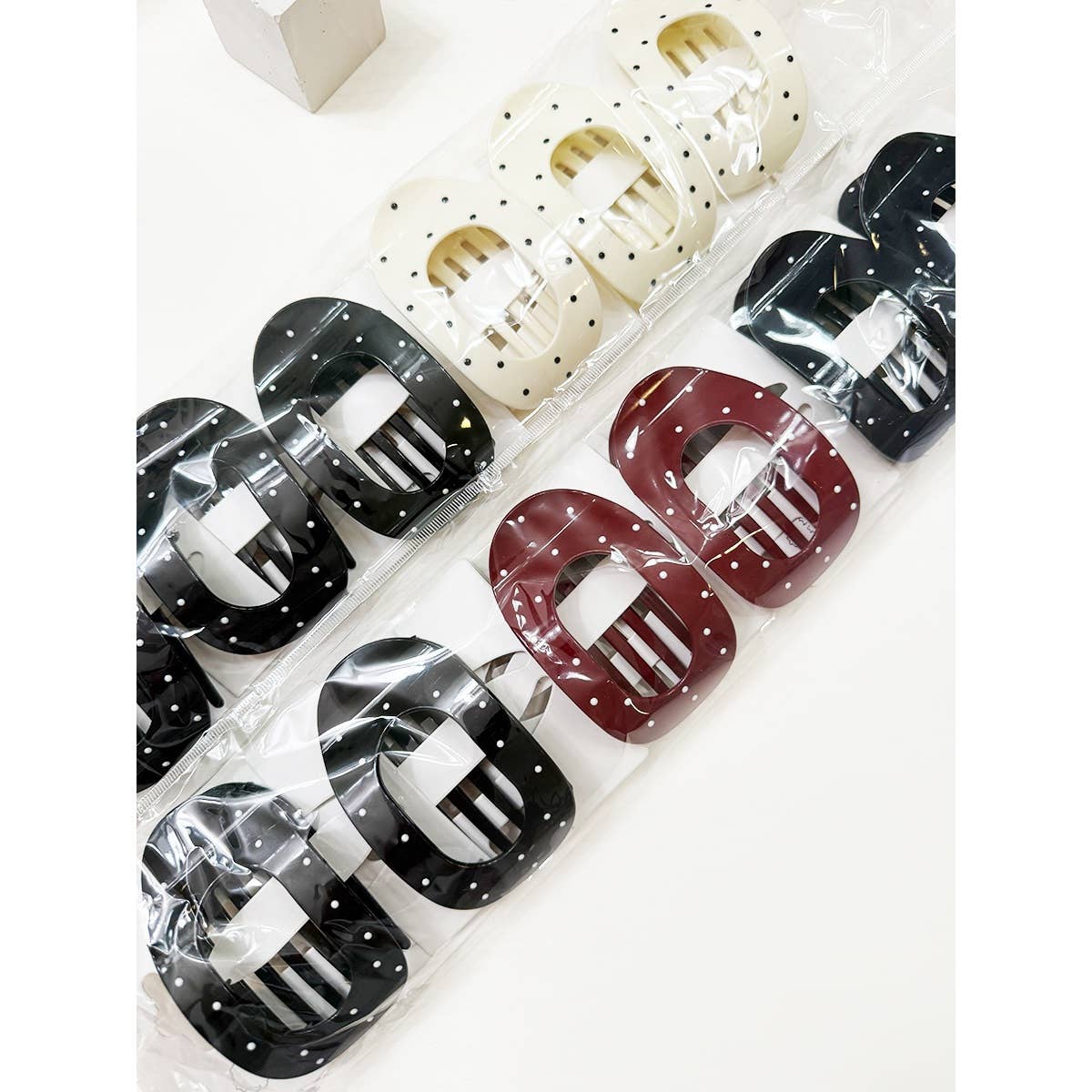 Polkadot Printed Oval Flat Hair Claw