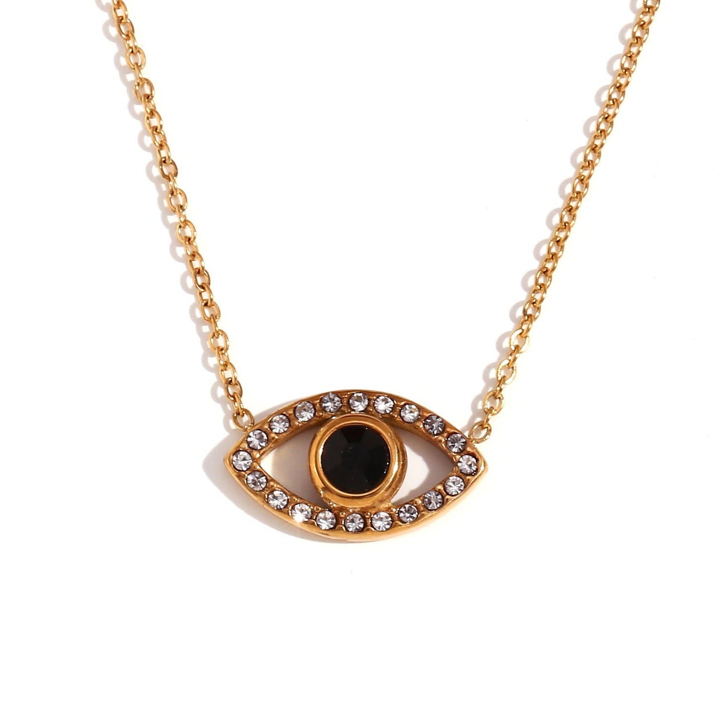 Eye of Protection (Evil Eye) CZ Necklace - 18K Gold Plated, Waterproof