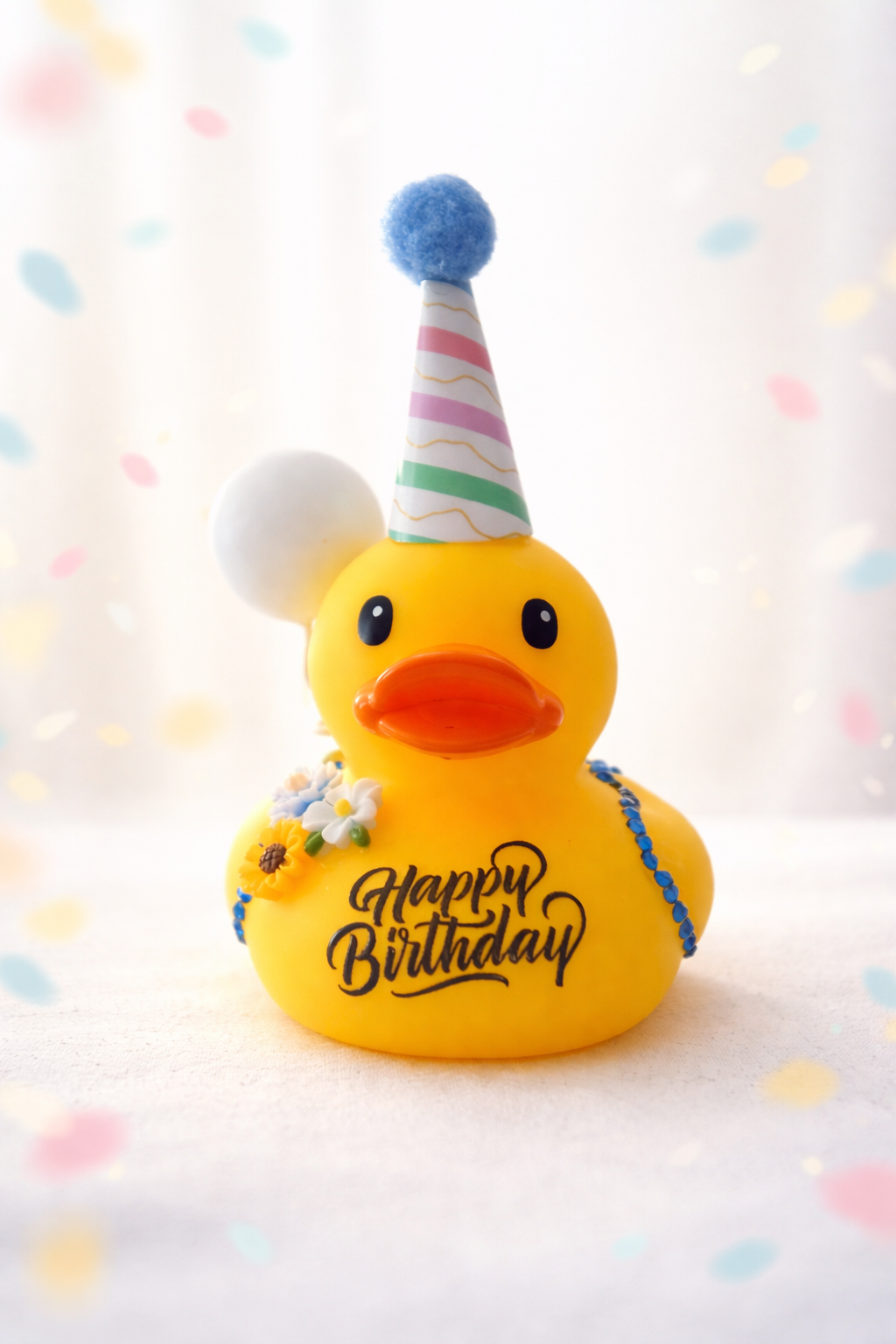 Blue Bling Birthday Duck, 3inch