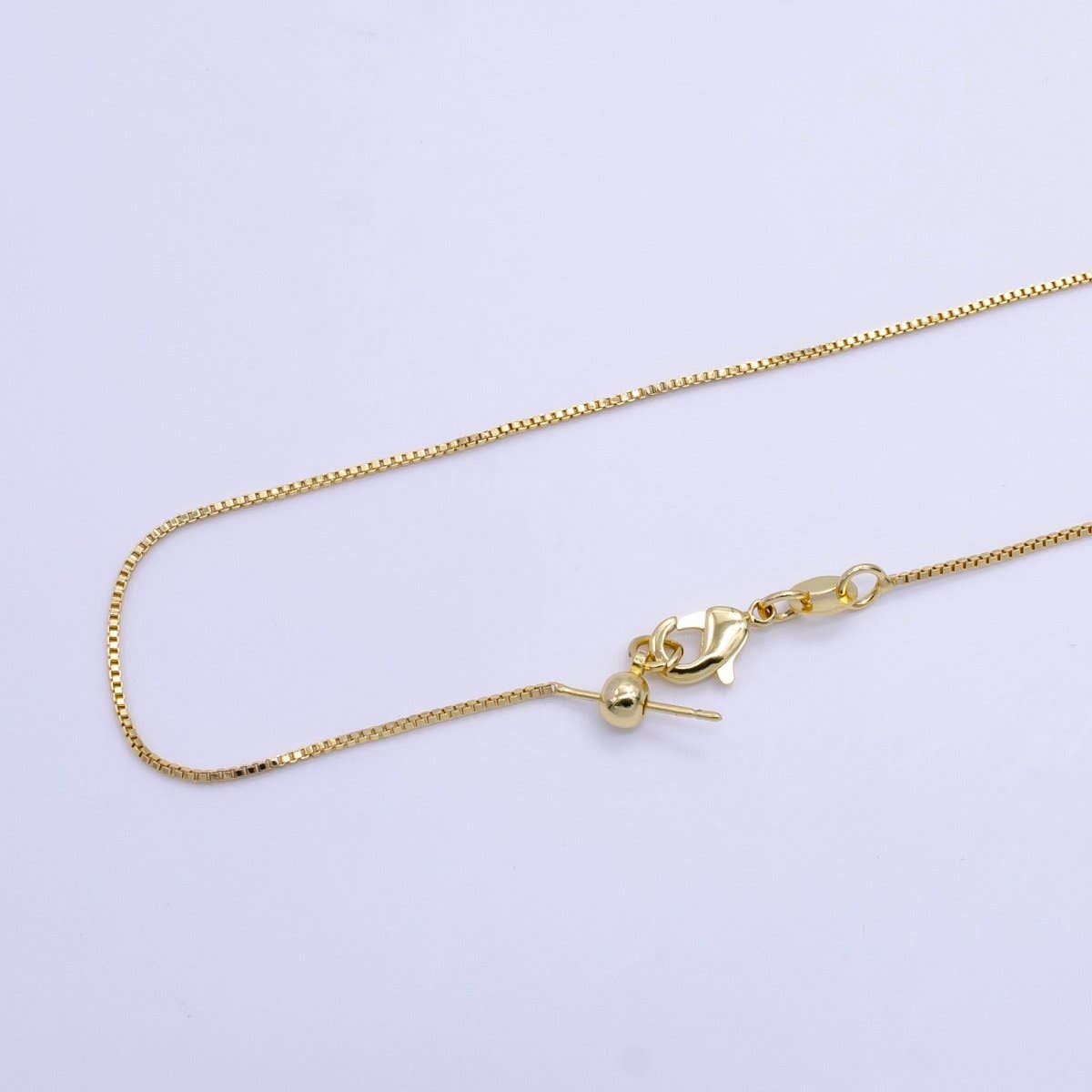14K Gold Filled 1mm Dainty Box Chain 18 Inch Layering Adjustable Slider Necklace | WA-707