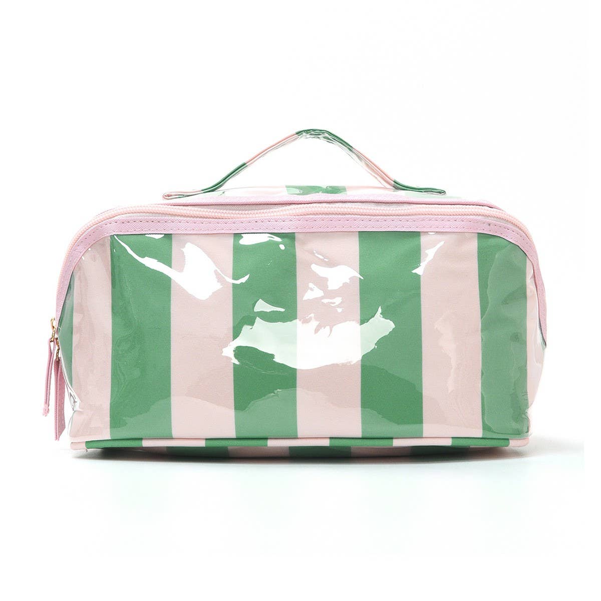 CHECKER STRIPED OPEN FLAT COSMETIC MAKEUP POUCH | 40P610