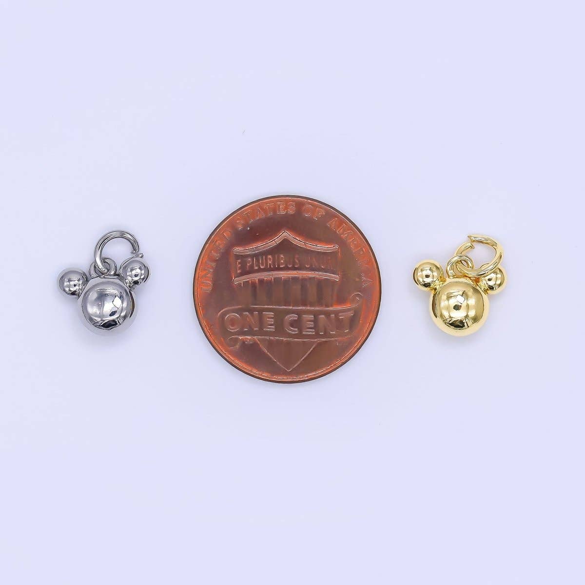 24K Gold Filled 8mm Tiny Mouse Ears Animal Charm in Gold & Silver | AH-580