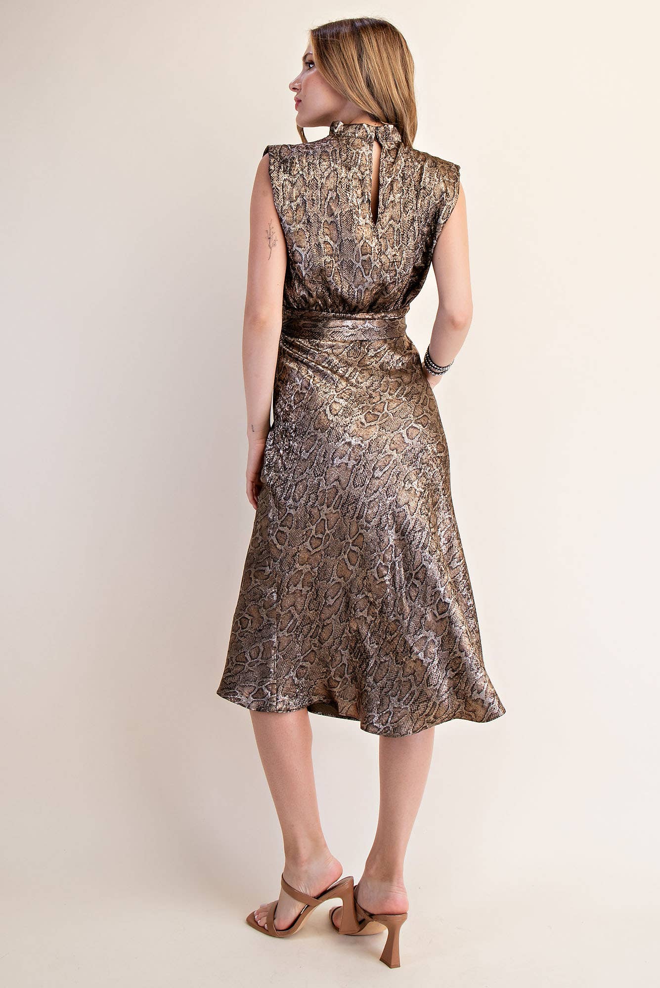 Mock Neck Sleeveless Midi Dress