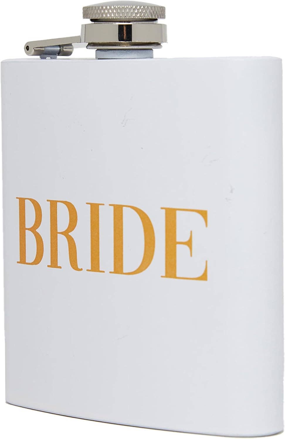 Bridal Stainless Steel Flask - Bride Block Lettering (White)