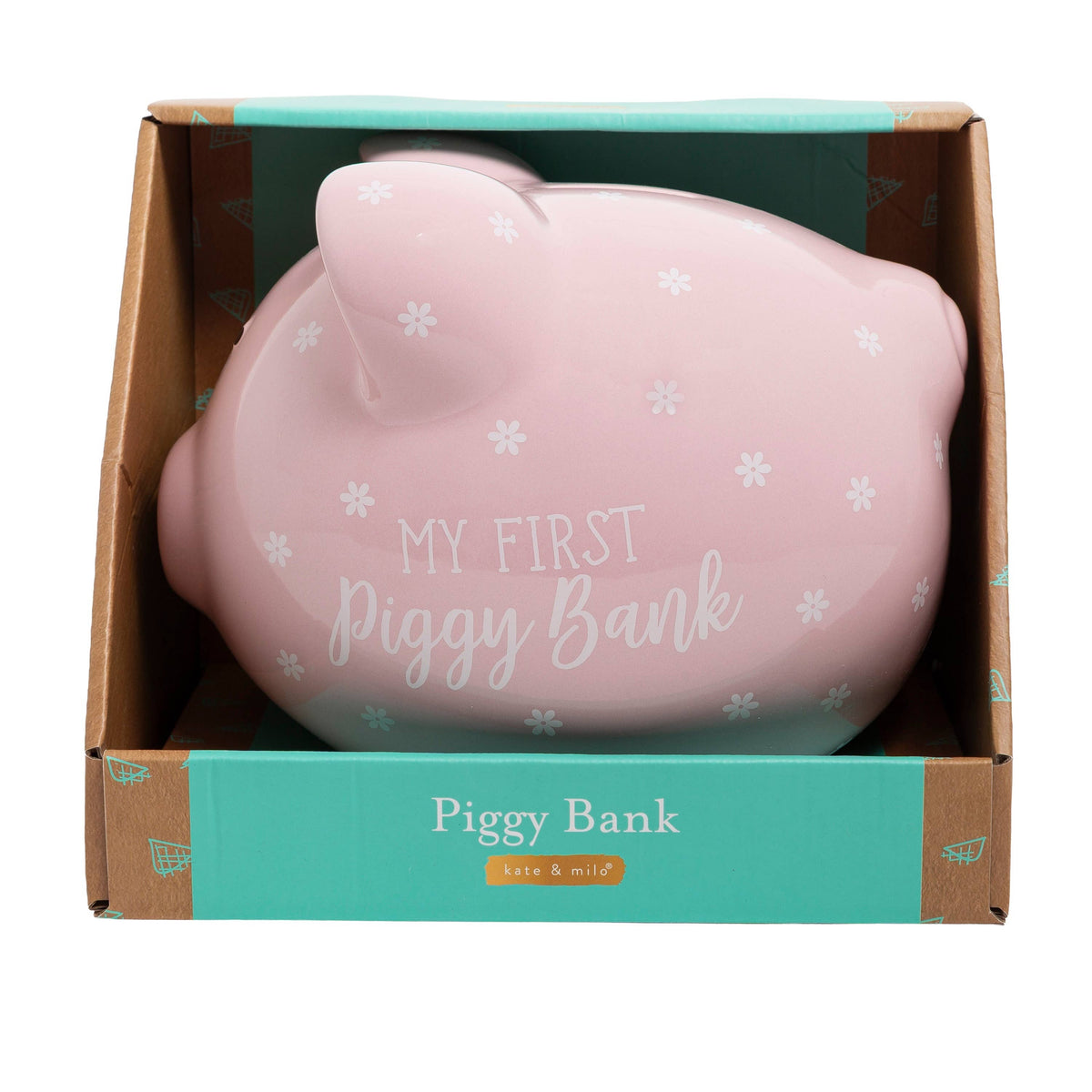 Large Ceramic My First Piggy Bank, Pink Floral