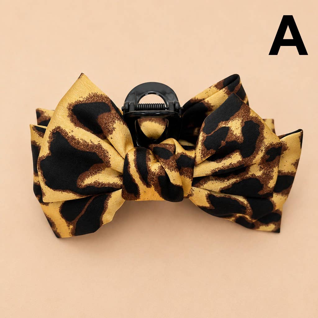 Leopard Print Bow Hair Claw Clips | 40H1215