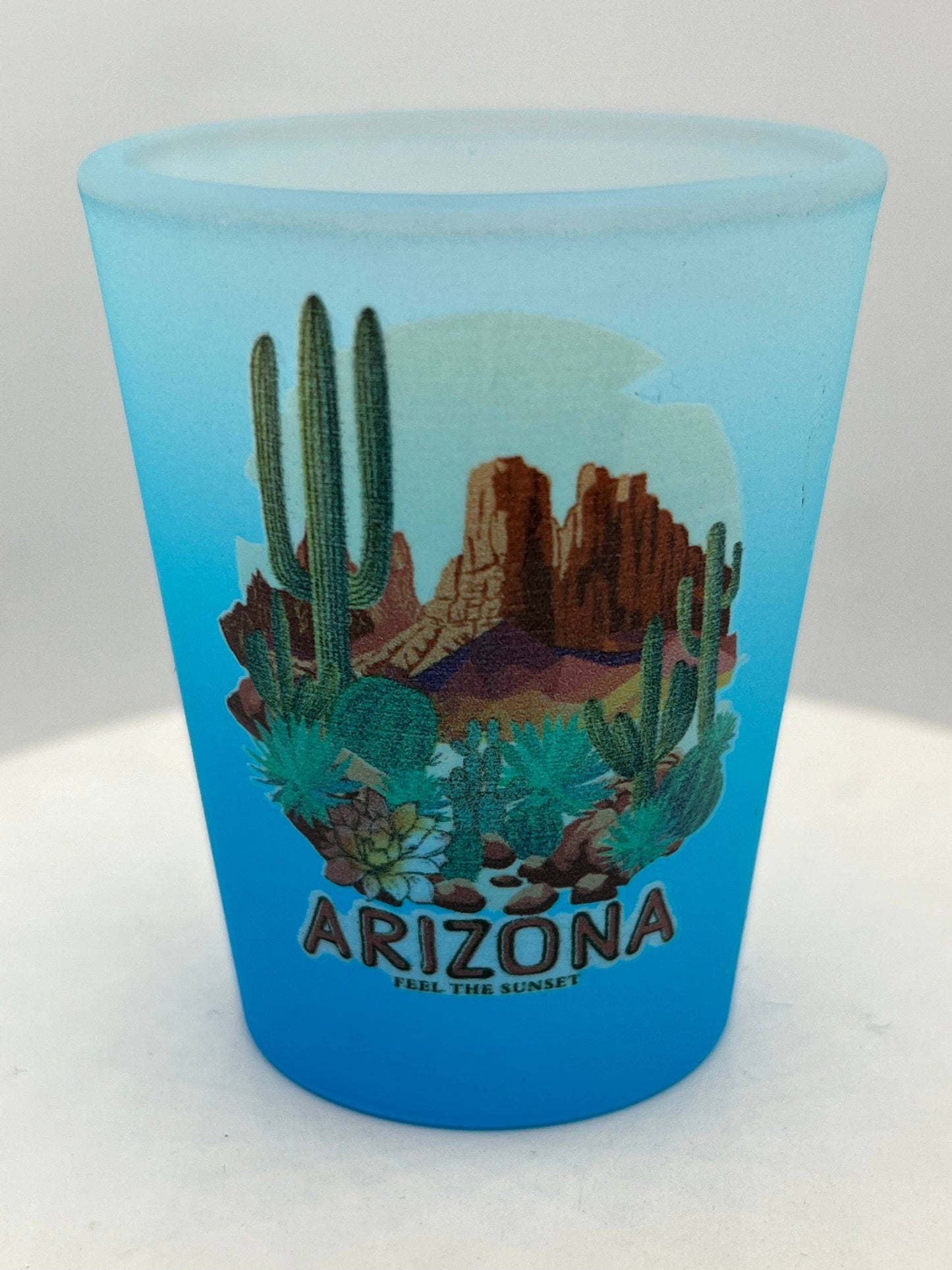 "Arizona" Scenic Colorful Frosted Shot Glass 2 oz Mix Colors