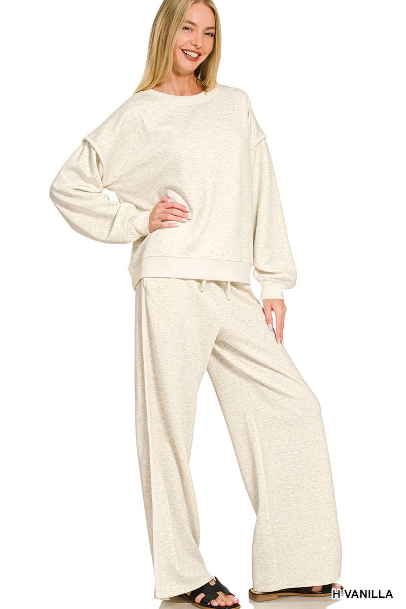 Scuba Contrast Trim Piping Detail Sweatshirts & Pants 2PC Se