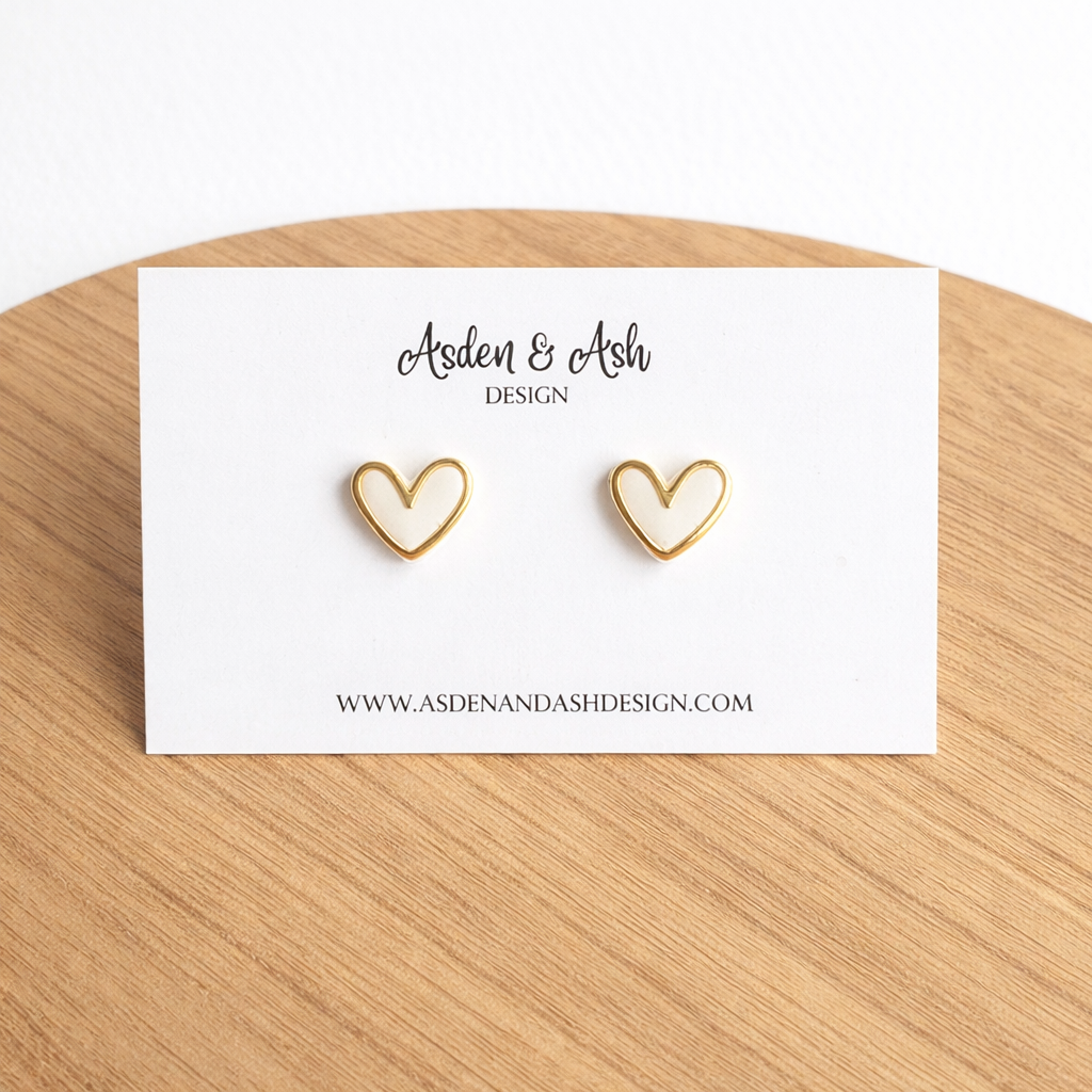 White Gold Trimmed Hearts