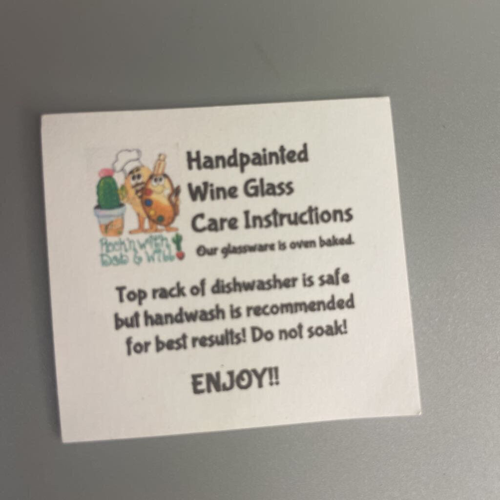 Handpainted Cactus 20 ounce Wine Glass