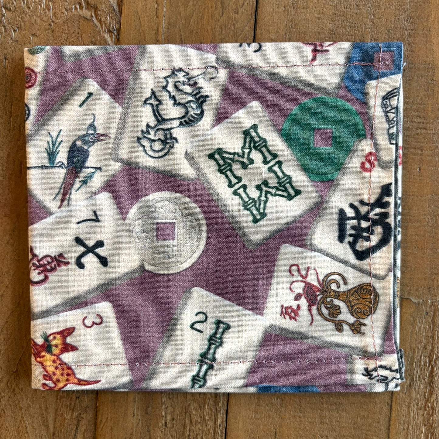 Scattered Tiles on Muave Ms Mah Jongg Mahjong Card Cover, Small