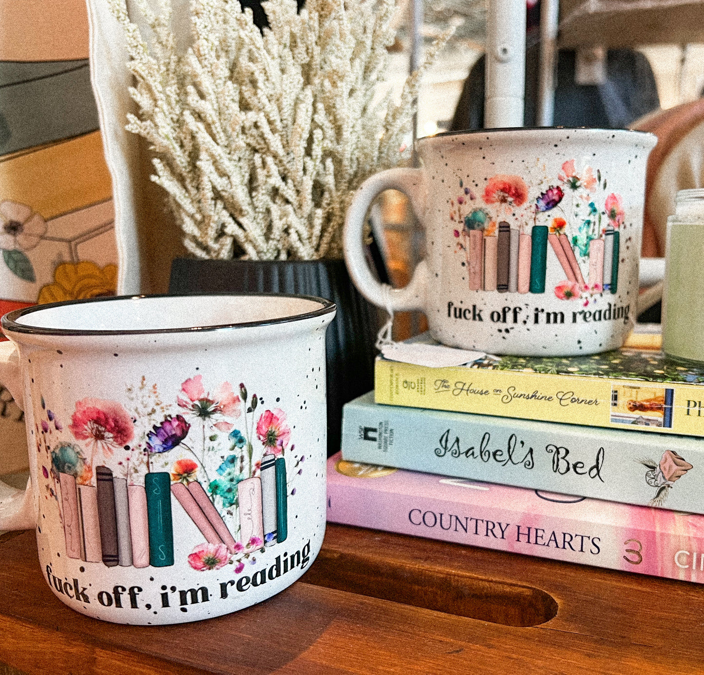 Floral Fuck Off I'm Reading Ceramic Mug, 14 oz