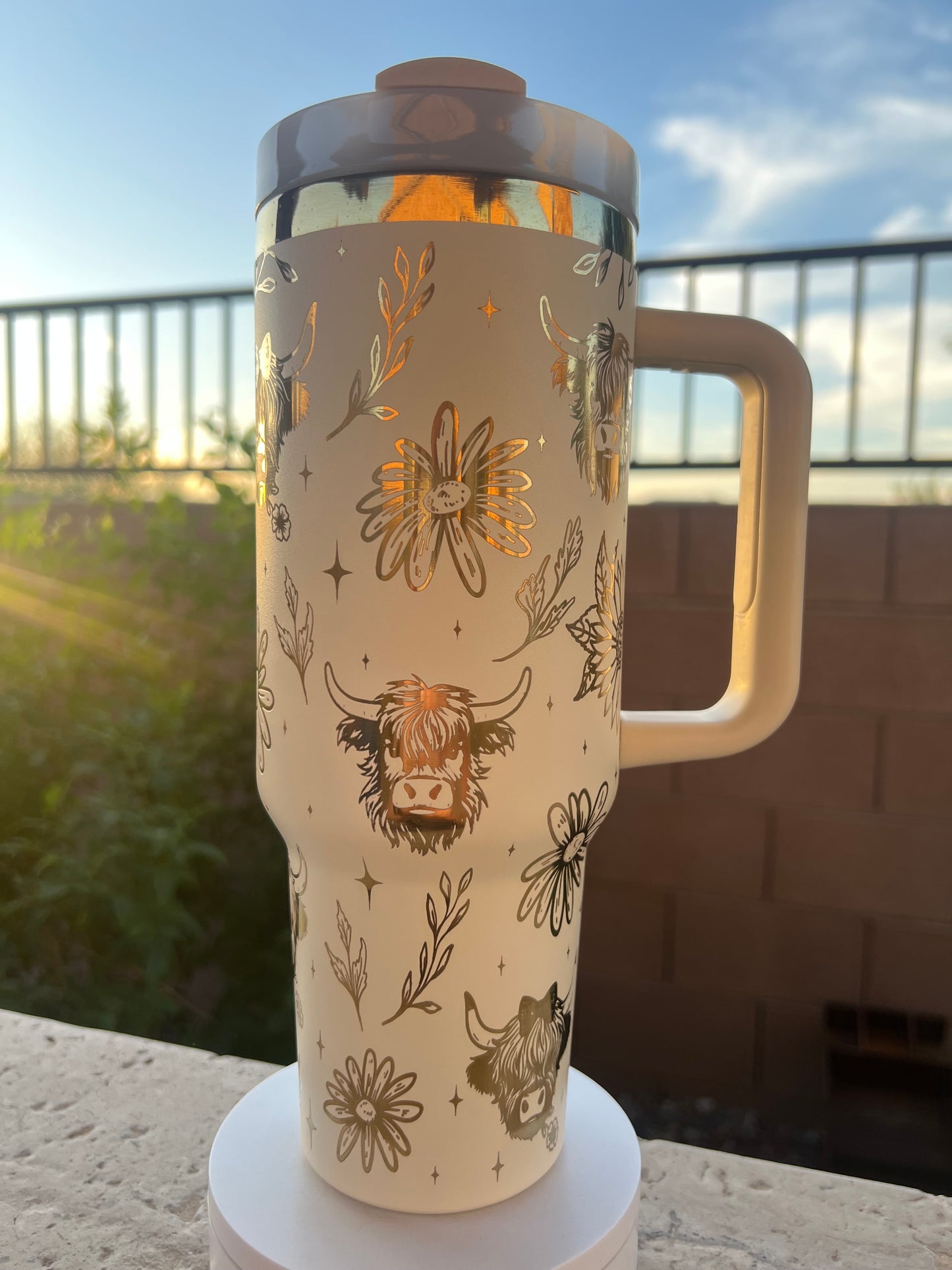 sunflower cow tumbler