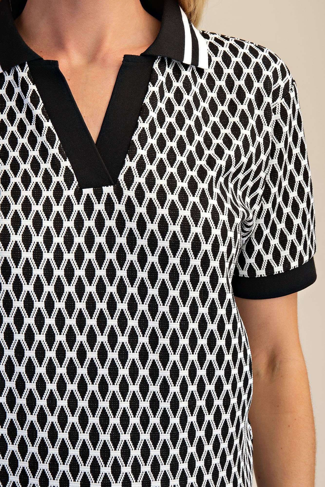 Collar Neck Short-Sleeve Polo Top