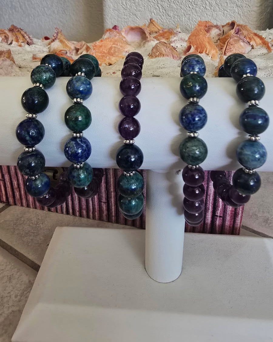 Azurite amethyst bracelet