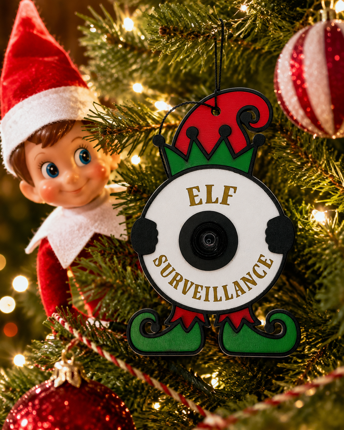 Elf Surveillance Ornament – Funny Christmas Tree Ornament