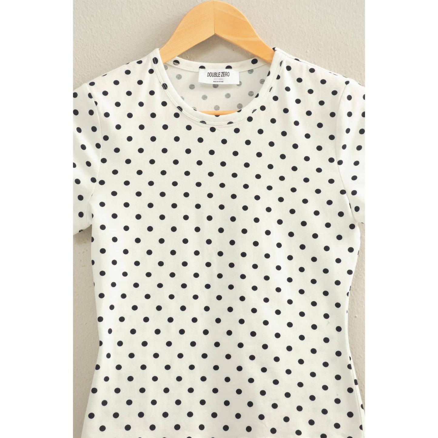 Polka Dot Short Sleeve Crew Neck Top