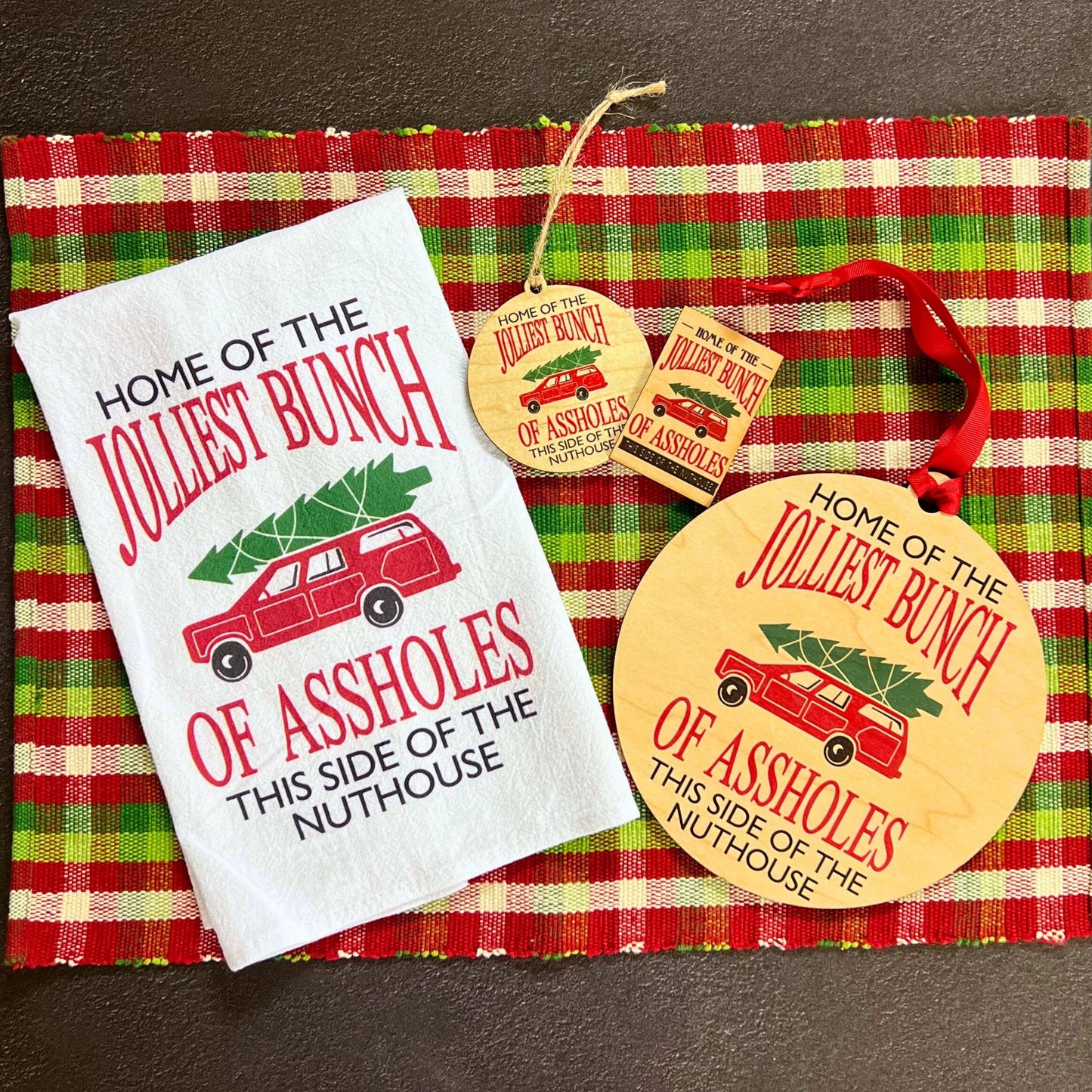 Home Of The Jolliest Bunch Funny Christmas Tea Towels