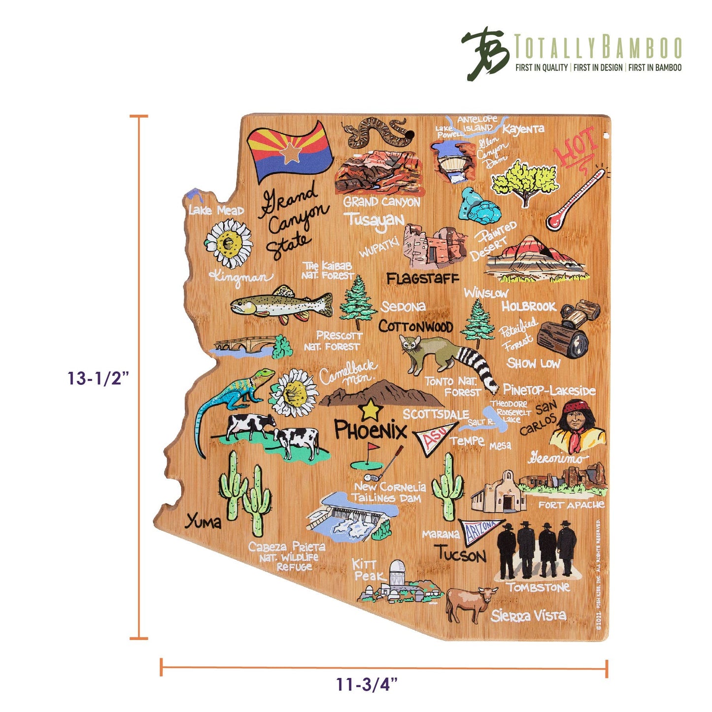 Arizona Cutting Board with Artwork by Fish Kiss™