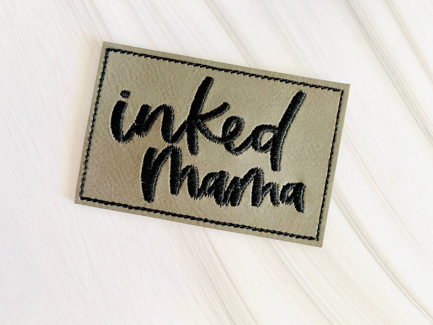 Inked Mama embroidered leather hat patch