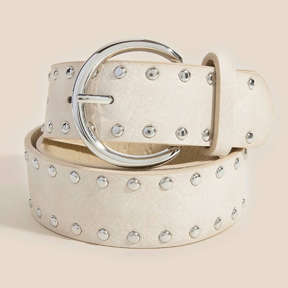 Metallic Studded Vegan Leather Belt
