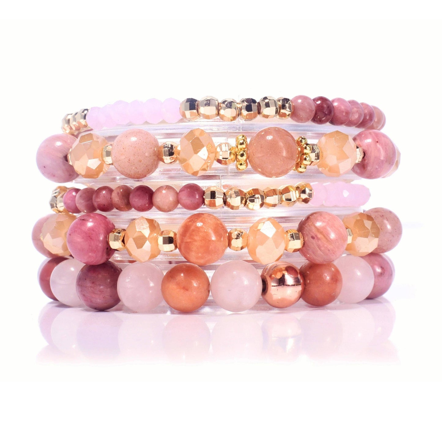 Love & Light Rhodonite Sunstone RoseQuartz BYOB Bracelet Set