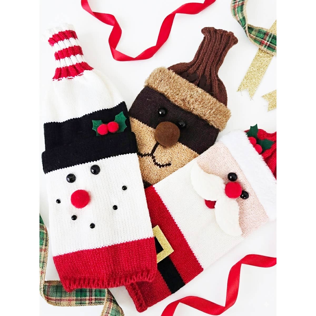 Christmas Theme Sweater Knitted Wine Bottle Bag