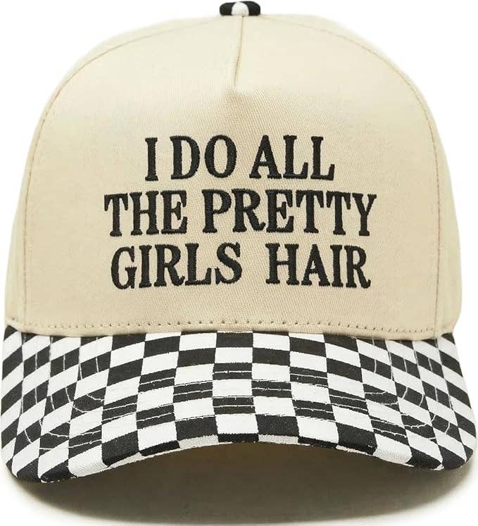 2 Tone Cap: I Do All the Pretty Girls Hair - Checker Print