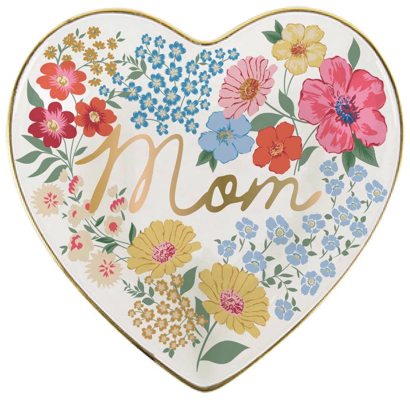 Mother's Day Ceramic Trinket Tray | Mom Floral Heart