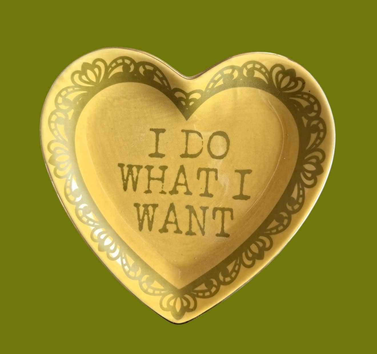 I Do What I Want Lace Heart Ceramic Trinket Dish