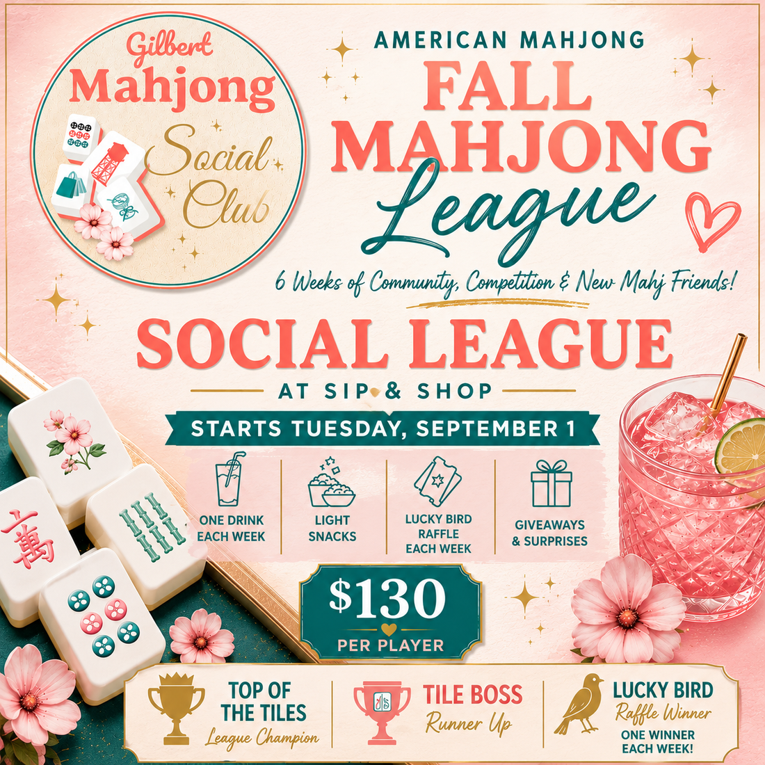 “Fall American Mahjong League at Sip & Shop in Gilbert Arizona”