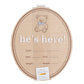 Wooden Birth Announcement Fill-In Photo Prop, He's Here