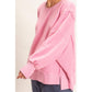 Oversized Raw Edge Crew Neck Sweatshirt