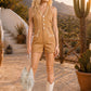 Embroidered Halter Romper with Button Front