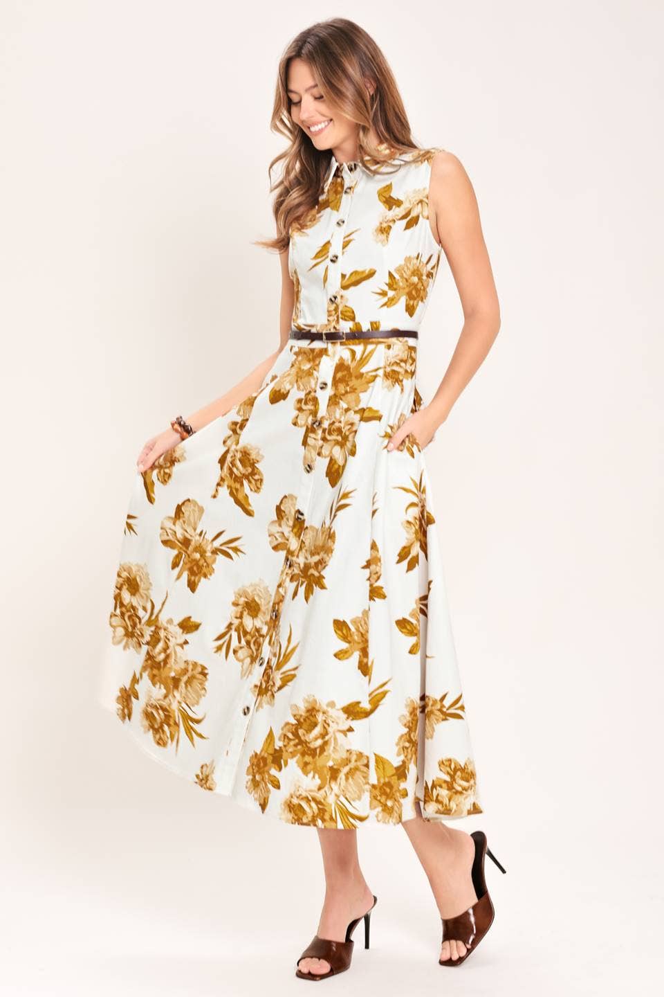 A printed woven midi dress - ID24034